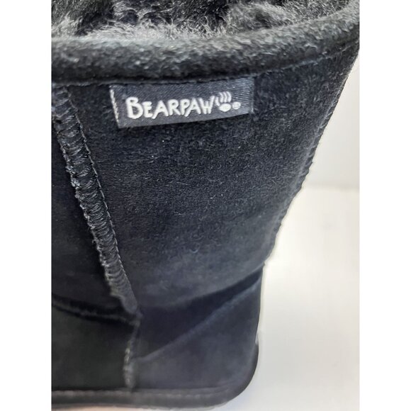 Bearpaw Womens Emma Short Boot Size 9 Sheepskin Wool Blend Black Winter Footwear - Picture 2 of 12